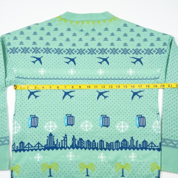 Alaska Airlines Christmas Sweater Adult Medium Blue Green Fair Isle Pilot Ugly - Picture 10 of 11